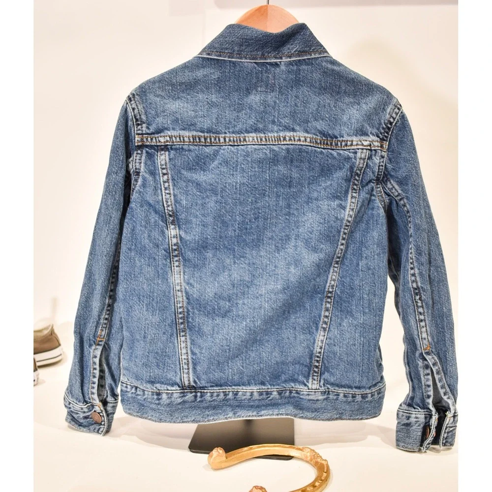 Gap Kids Denim Jacket Small Dark Blue Wash Modern Trucker Jean Jacket